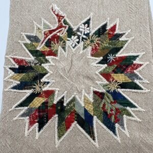 Pottery Barn Hand Towel Bathroom Winter Wreath Deer Stag Patchwork Lodge Cabin‎